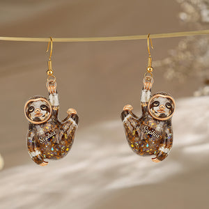 Tired Anti-social Sloth Hang In There Earrings - Personalized Gifts For Sloth Lover 06qhqn240625 - Earrings - GoDuckee
