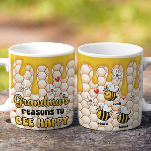 Grandma's Reasons To Bee Happy, Personalized Mug, Gifts For Grandma - Coffee Mug - GoDuckee