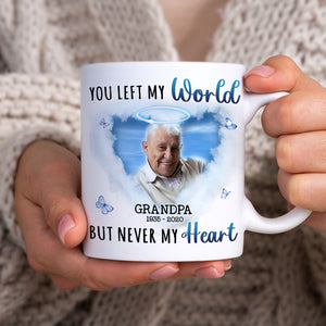 You Left My World But Never My Heart, Custom Photo Coffee Mug, Heaven Gift, Memorial Gifts - Coffee Mug - GoDuckee