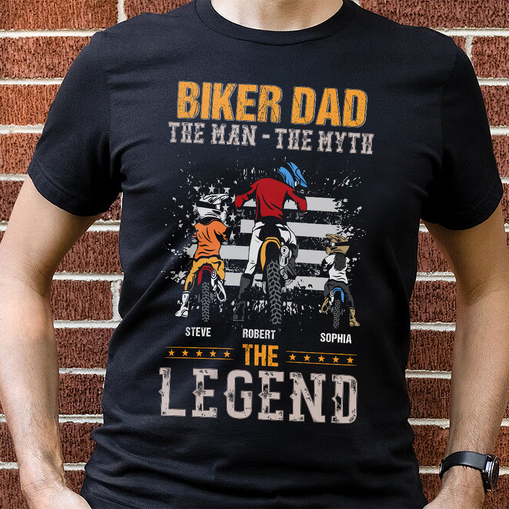 Biker Dad The Man the Myth The Legend, Personalized Shirt, Gift For Dad, Father's Day Gift - Shirts - GoDuckee