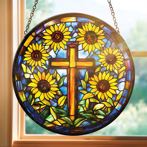 Personalized Gifts For Christian Stained Glass Christ Sunflower 01HUDT050325 - Ornament - GoDuckee