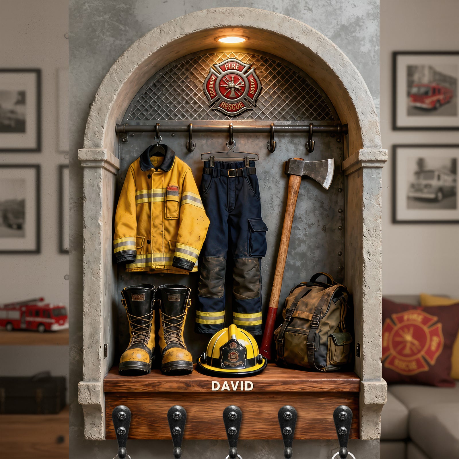 Firefighter Gear Acrylic Key Hanger – Personalized Gifts For Firefighter 03toqn161225 - Key Hanger - GoDuckee