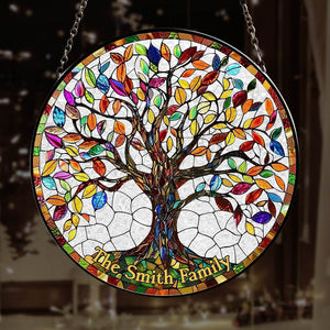 Personalized Gifts For Family Stained Glass 05acdt250824 Family Tree - Ornament - GoDuckee