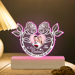 Personalized Gifts For Couple 3D Led Light In Love's Embrace We Bloom Like A Pair Of Roses - Led Night Light - GoDuckee