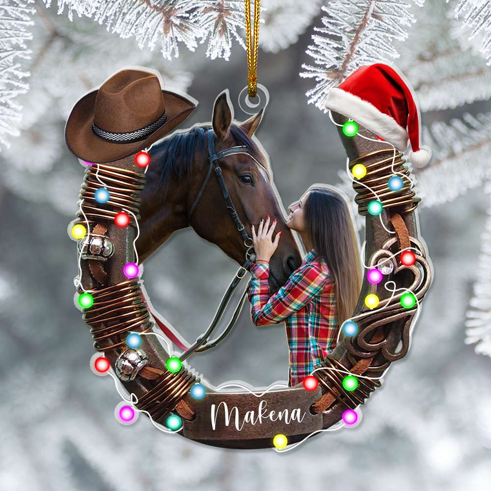 Custom Photo Gifts For Horse Lovers Christmas Acrylic Ornament 03OHLU141124 - Ornament - GoDuckee