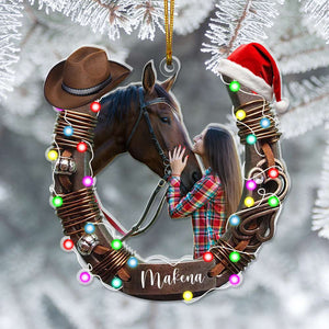 Custom Photo Gifts For Horse Lovers Christmas Acrylic Ornament 03OHLU141124 - Ornament - GoDuckee