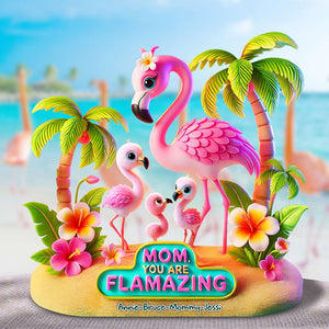 Flamingo Mom Acrylic Plaque Gifts For Mom 03HULU180425 - Shaped Plaques - GoDuckee
