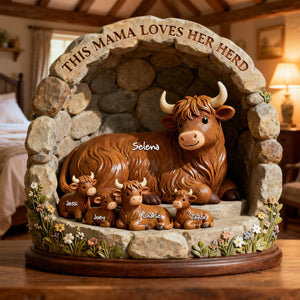 Highland Cow Family Acrylic Plaque - Personalized Gifts For Mom 03KILU050226 - Shaped Plaques - GoDuckee