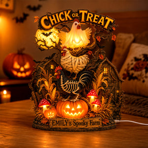 Spooky Farm Halloween Chick Acrylic Light Box - Personalized Gifts For Halloween 072padh120826