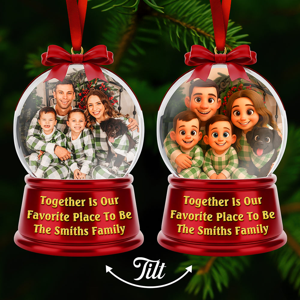 Smiling Family Christmas Lenticular Ornament - Custom Photo Gifts For Family 04PGQN190925 - Ornament - GoDuckee