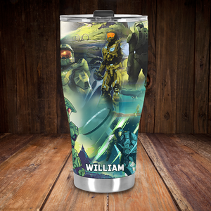 Halo Infinite Science - Fiction Artwork - Hawaiian 30oz Tumbler, Aloha Tumbler - Tumbler Cup - GoDuckee