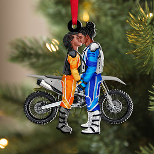Motocross Couple Personalized Custom Shape Ornament, Christmas Gift For Motocross Rider PW17-AONMT-01QHTN061023PA - Ornament - GoDuckee