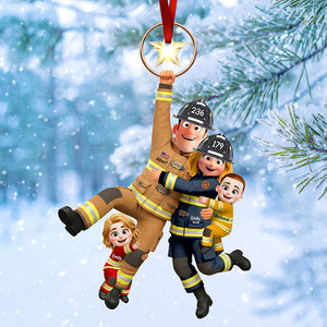 Fun Hanging Firefighter Family Ornament, Personalized Gifts For Family 04qhqn061025 - Ornament - GoDuckee