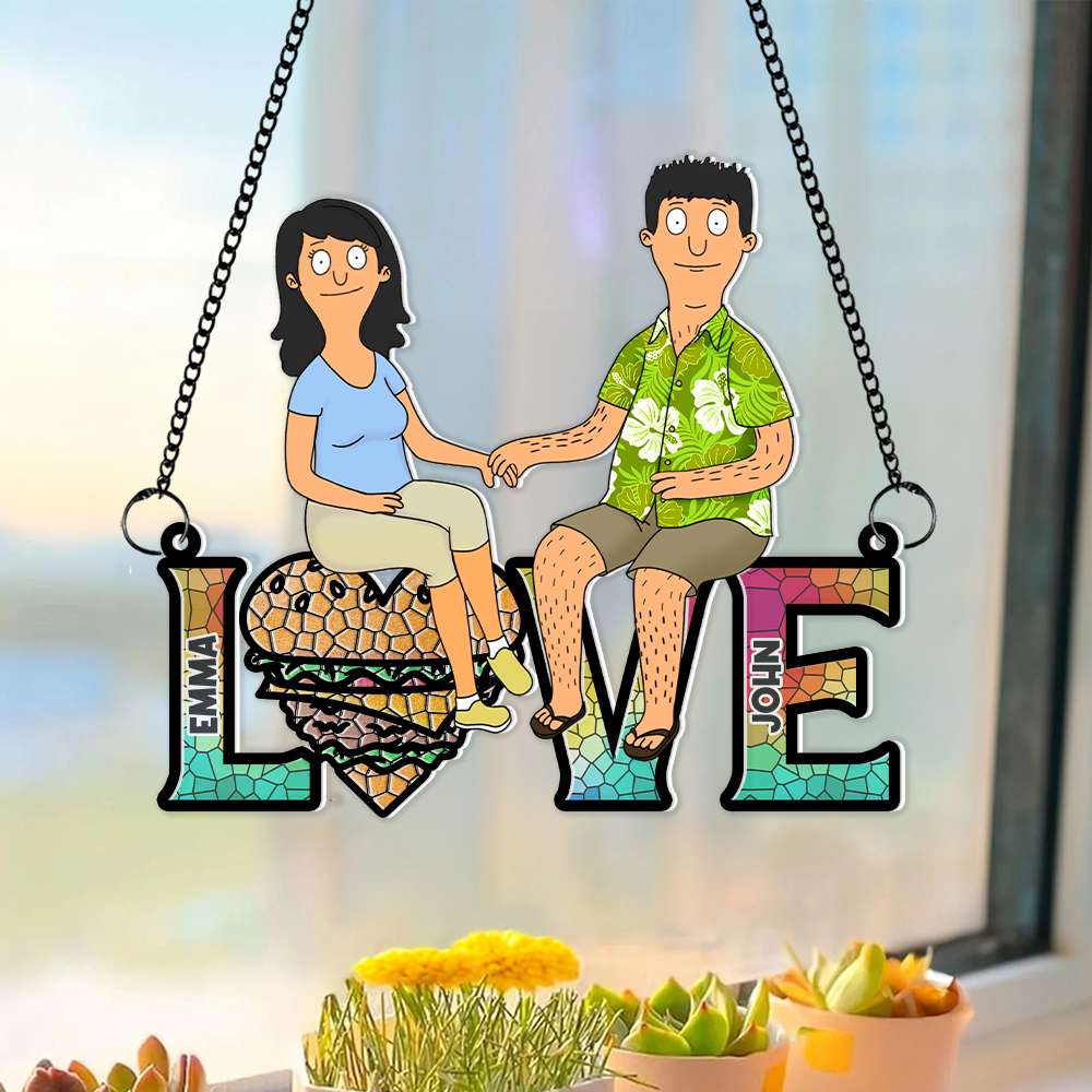 Personalized Gifts For Couple Window Hanging Suncatcher Ornament 03OHMH080225PA - Ornament - GoDuckee