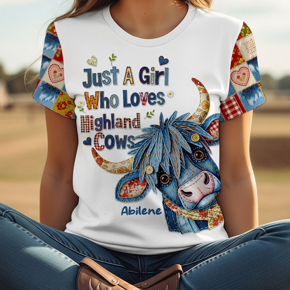 Highland Cow Girl Shirt Personalized Gifts For Cow Lovers 04NADT180625 - AOP Products - GoDuckee