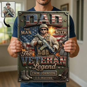 Patriotic Veteran Dad Metal Sign - Personalized Custom Photo Gifts For Dads 03HUQN200526 - Metal Signs - GoDuckee