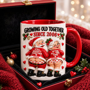 Naughty Old Santa Couple Accent Mug - Personalized Christmas Gifts For Couples 01todh211026 - Coffee Mug - GoDuckee