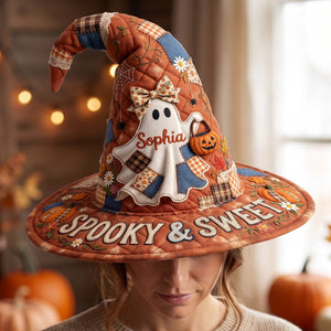 Spooky & Sweet Boo Quilt Witch Hat - Personalized Gifts For Halloween 05toqn120826 - Quilted Witch Hat - GoDuckee