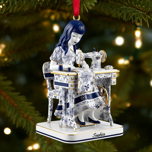 Toile De Jouy Sewing Girl Christmas Ornament Personalized Gifts For Sewing Lovers 05ohtn071125 - Ornament - GoDuckee