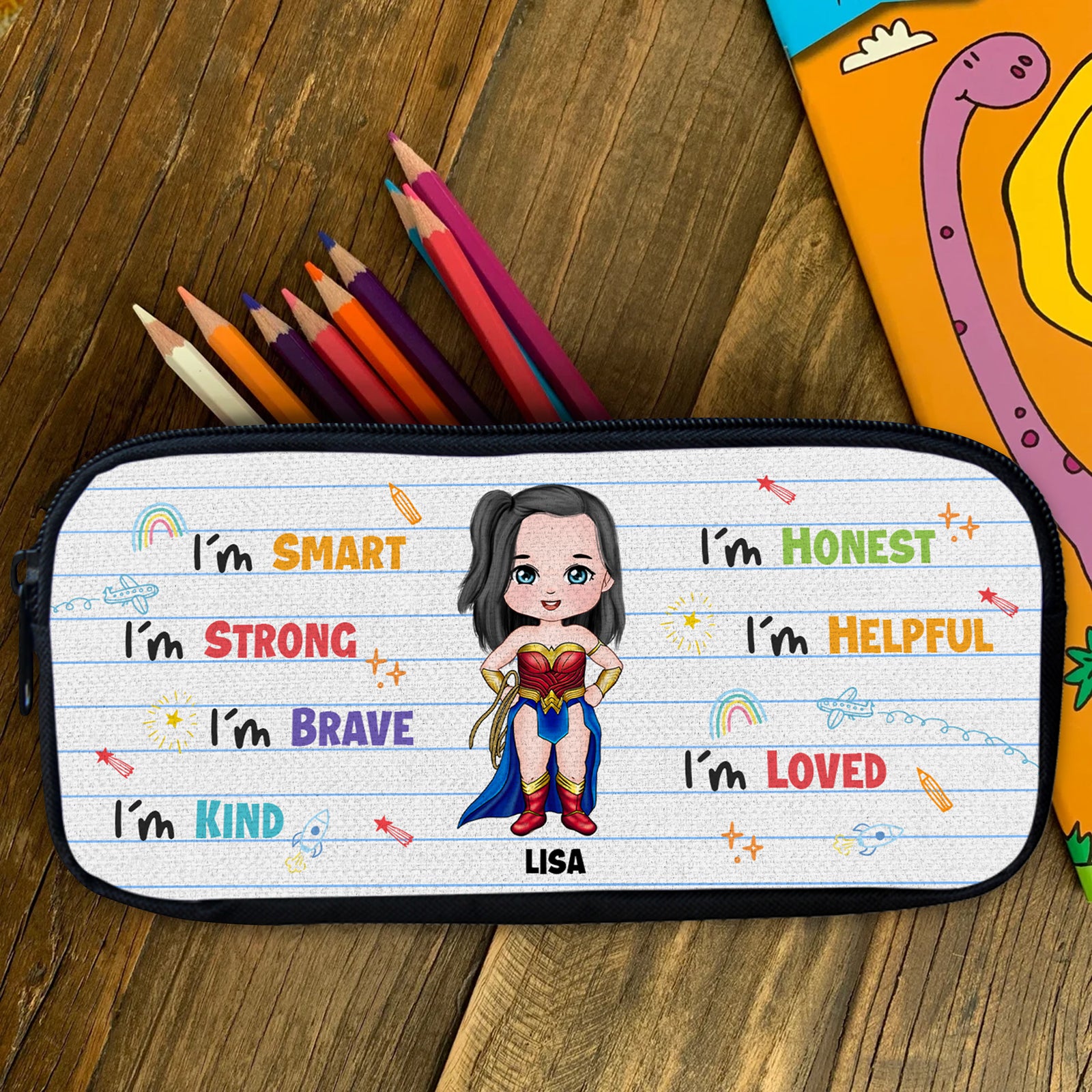 Personalized Gifts For Kid Pencil Case, Kid With Superhero Costume 01NAMH110724PA - Pencil Case - GoDuckee