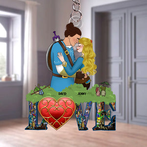 Personalized Gifts For Couple Keychain 03qhtn061224hg Couple Playing Game Together - Keychains - GoDuckee