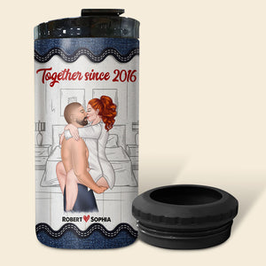 Congrats On Being My Husband, Personalized Can Cooler Tumbler, Naughty Couple, Gift For Couple - Can Cooler - GoDuckee