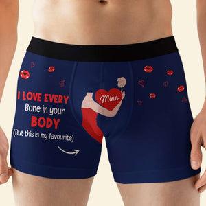 Funny Girlfriend Love Every Bone In Your Body, Men Boxer Briefs Upload Face Photo, Gift For Him - Boxer Briefs - GoDuckee