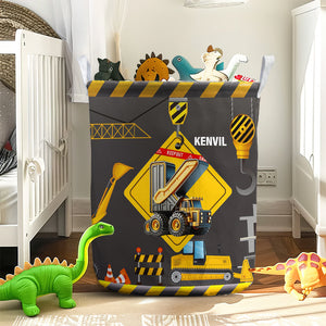 Custom Alphabet Letter Gifts For Kids Construction Truck Laundry Basket 01xqtn141124 - Laundry Basket - GoDuckee