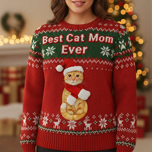 Best Cat Mom Custom Photo Gifts For Cat Lovers Ugly Sweater 03natn171025 - AOP Products - GoDuckee