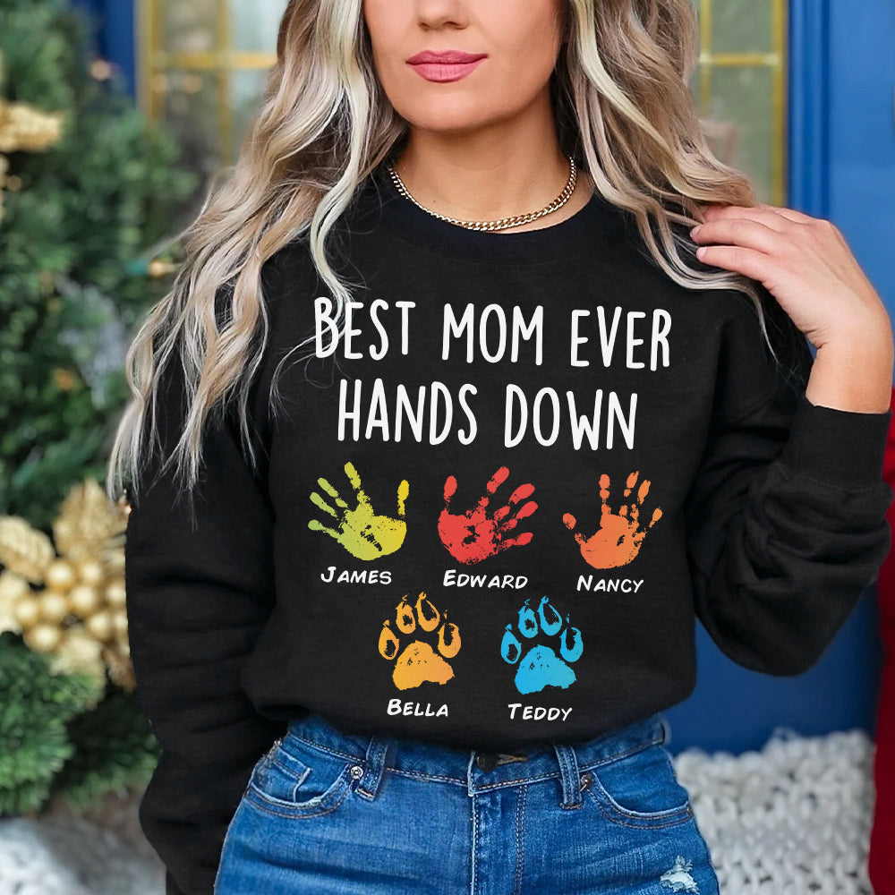 Personalized Gifts For Mom Shirt Best Mom Ever Hands Down - 2D Shirts - GoDuckee