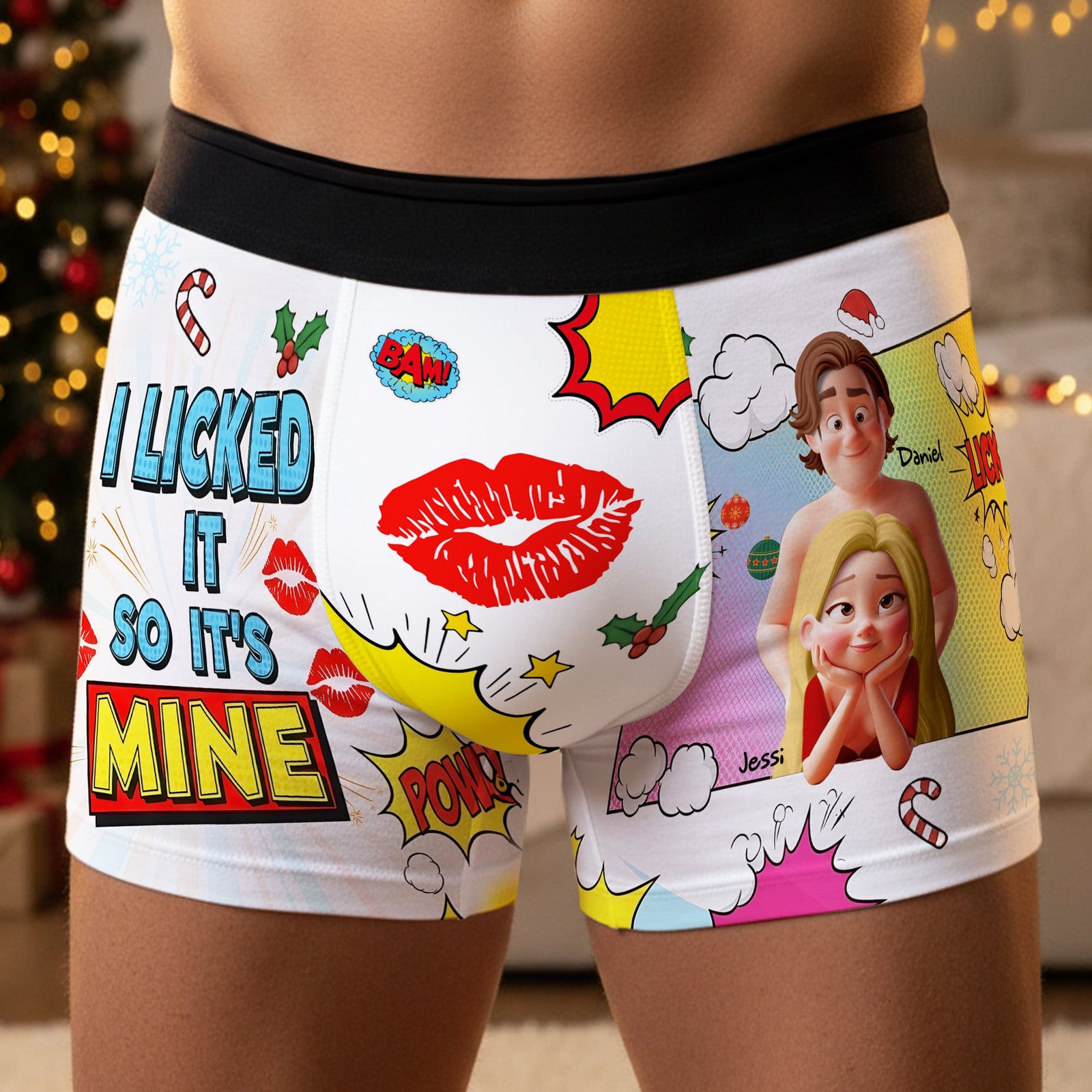 Flirty Couple Men's Boxers - Personalized Christmas Gifts For Him 04TGLU060925 - Boxer Briefs - GoDuckee