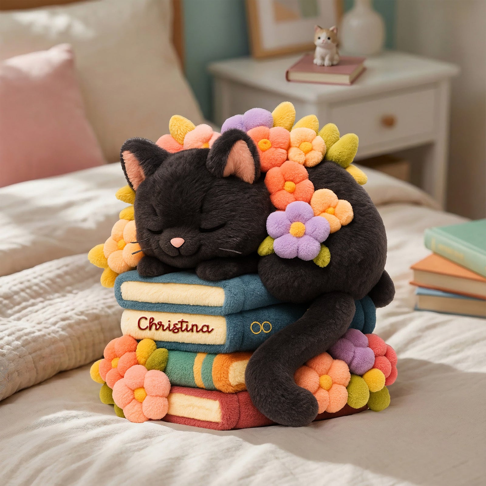 Cat With Books Custom Shaped Pillow - Personalized Gifts For Book Lover 05namg031225 - Pillow - GoDuckee