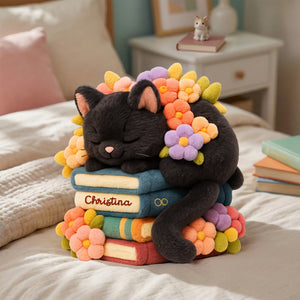 Cat With Books Custom Shaped Pillow - Personalized Gifts For Book Lover 05namg031225 - Pillow - GoDuckee