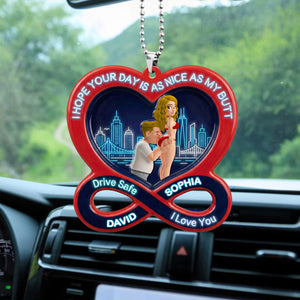 Funny Couple Acrylic Car Visor Clip - Personalized Gifts For Couple 03NATN090226 - Car Visor Clip - GoDuckee
