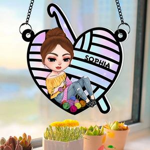 Personalized Gifts For Crocheting Girl Suncatcher Ornament 04NADT250724HH - Ornament - GoDuckee