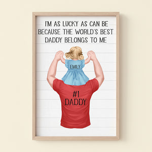 I'm As Lucky As Can Be, Personalized Canvas Print, World's Best Dad Canvas Print, Birthday Gift For Dad - Poster & Canvas - GoDuckee