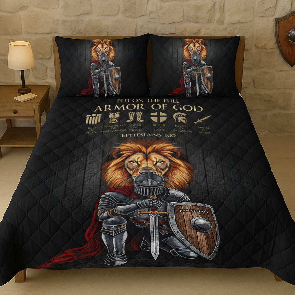 Armor of God Lion Warrior Personalized Qulit Bedding Set 01NADT070725 - Bedding Set - GoDuckee