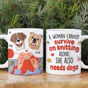 Personalized Gifts For Knitting Dog Lady Coffee Mug, Cute Inflated Effect 02qhpu060924 - Coffee Mug - GoDuckee