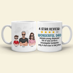 4 Star Review Wonderful Dad-Personalized Coffee Mug- Gift For Dad- Dad Coffee Mug - Coffee Mug - GoDuckee