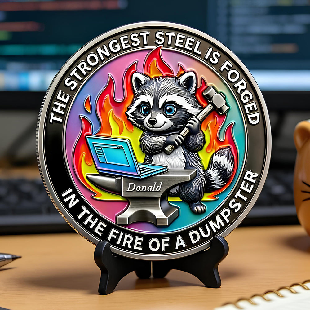 Funny Raccoon At Work Metal Coin - Personalized Gifts For Office Workers 03NADT030326 - Coin - GoDuckee