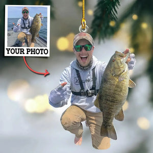 Custom Photo Gifts For Fishing Lovers, Upload Fishing Photo Christmas Ornament 20pgvp140924 - Ornament - GoDuckee