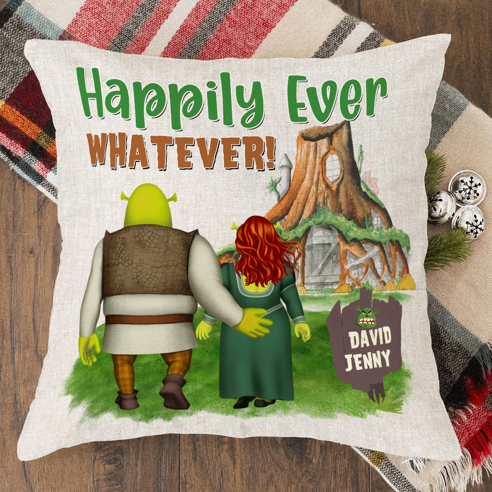 Happily Ever Whatever Personalized Square Pillow CC-02QHTN060723HH, Couple Gift - Pillow - GoDuckee