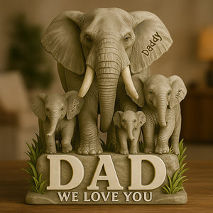 Elephant Dad We Love You Acrylic Plaque Personalized Gifts For Dad 02HUDT150525 - Shaped Plaques - GoDuckee