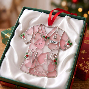 Sea Glass-Style Nurse Scrub Christmas Ornament - Personalized Christmas Gift For Nurse 01pgtn141026 - Ornament - GoDuckee