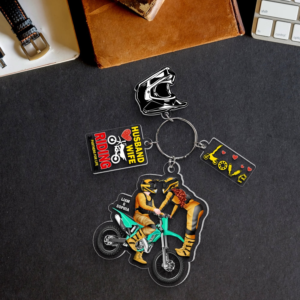Personalized Gifts For Motocross Couple Keychain 06PGPU200624PA - Keychains - GoDuckee