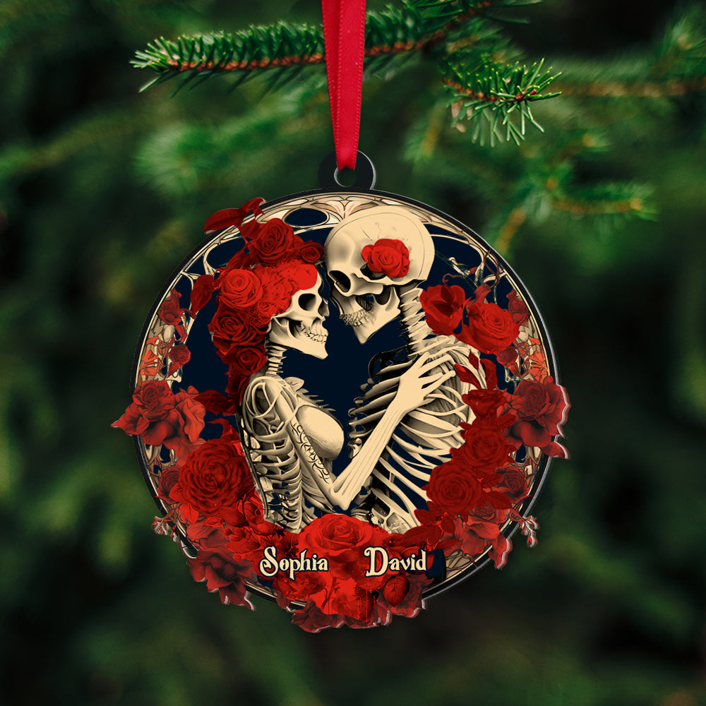 Personalized Skeleton Couple Ornament, Acrylic Ornament, Chirstmas Gift For Couple - Ornament - GoDuckee
