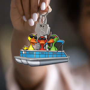 Personalized Gifts For Pontoon Lovers Keychain, Pontoon Duck Jolly Holiday 011qhqn310823 - Keychains - GoDuckee