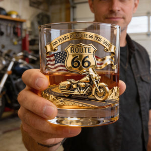 100 Years Of Route Personalized Gifts For Bikers 11oz Round Glass 03natn040226 - Glass - GoDuckee