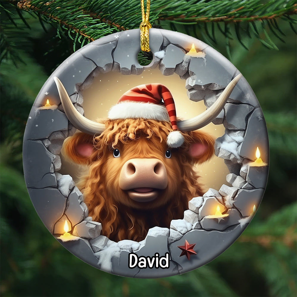 Kid Animal-Personalized Ceramic Circle Ornament- Gift For Kids- Christmas Gift - Ornament - GoDuckee