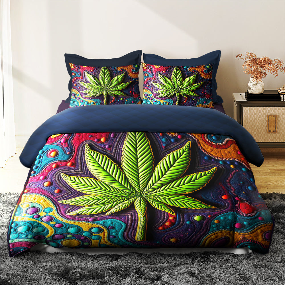 Cannabis Quilt Bedding Set 021hutn060225 - Blanket - GoDuckee